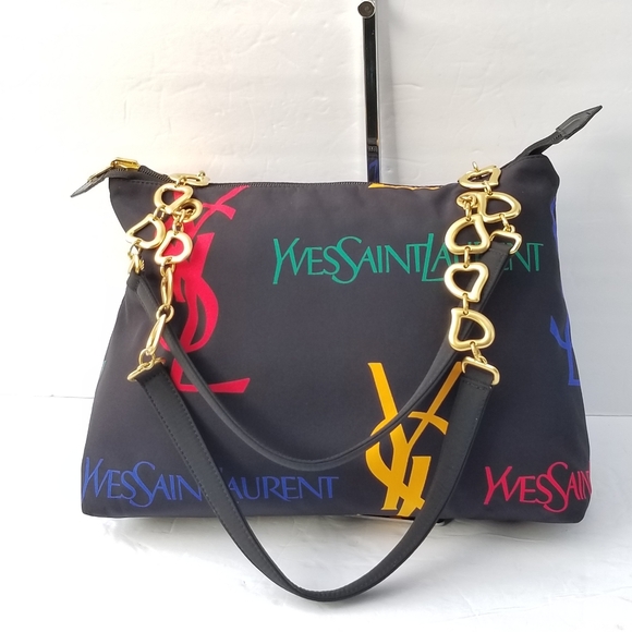 Gorgeous Vintage YSL Yves Saint Laurent Monogram canvas shoulder Tote handbag - Picture 10 of 16